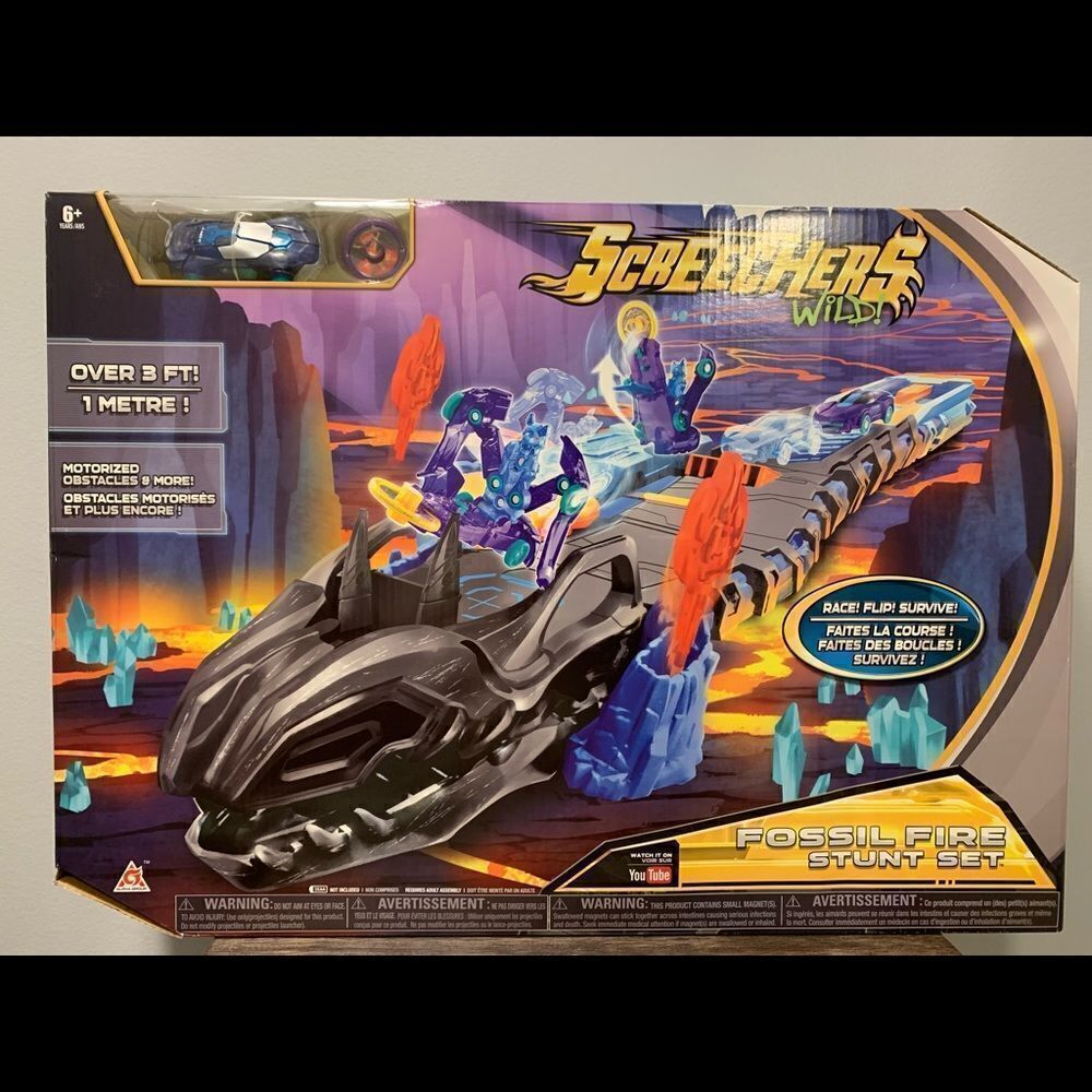 Screechers Wild Fossil Fire Stunt Set, New!